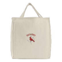 Snowbird : Cardinal in Winter Embroidered Bags