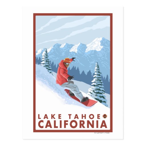 Snowboarder Scene - Lake Tahoe, California Post Card