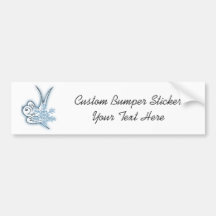Snowflake & Birdie Christmas Design - Blue Bumper Stickers