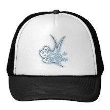 Snowflake & Birdie Christmas Design - Blue Hat
