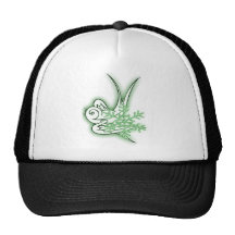 Snowflake & Birdie Christmas Design - Green Mesh Hats