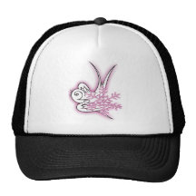 Snowflake & Birdie Christmas Design - Pink Mesh Hat