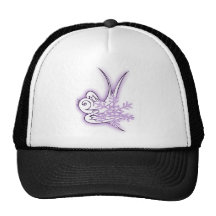 Snowflake & Birdie Christmas Design - Purple Trucker Hats