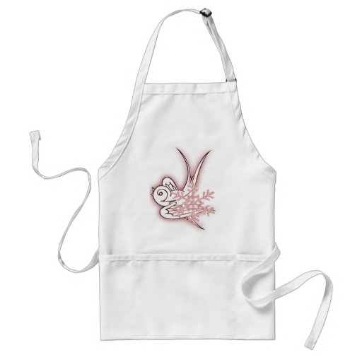 Snowflake & Birdie Christmas Design - Red Apron