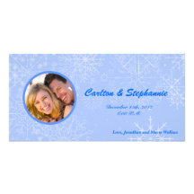 Snowflake Wedding Photo Birth Announcement Personalised Photo Card