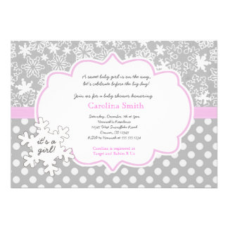 Snowflake Winter Baby Shower Girl Invitations