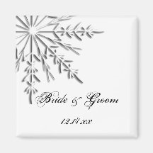 Snowflake Winter Wedding Save the Date Magnet