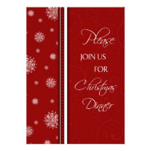 Snowflakes Christmas Dinner Invitation Card