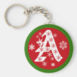 Snowflakes Monogram Letter A Key Chains