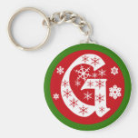 Snowflakes Monogram Letter G Keychain