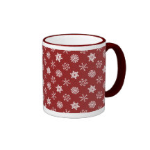 Snowflakes on Red Holiday Mug