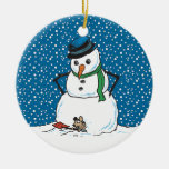 Snowman and Mouse Ornament