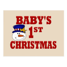 Snowman Baby's 1ST Christmas Post Card