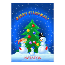 Snowman Family Custom Invitation