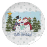 Snowman Family Feliz Navidad Plate