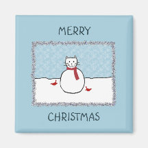 Snowman Kitty Magnet
