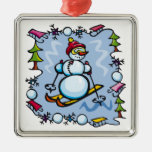 Snowman on skis ornaments