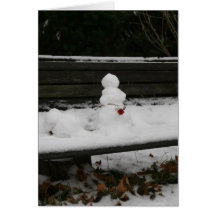 Snowman on the bench greeting card