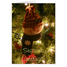 Snowman on tree Season's Greetings Greeting card