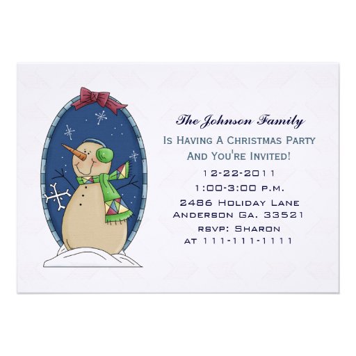 Snowman Party Invitations