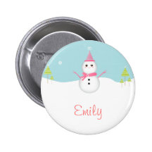 Snowman Personalised Button