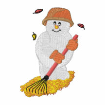 Snowman Raking Leaves