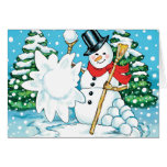Snowman Throwing a Snowball Winter Fun Splat! Greeting Card