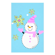 snowman with snowflakes screen stationery design