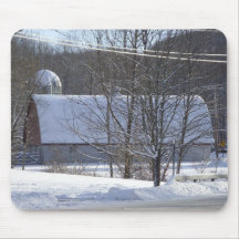 snowy barn mouse pad