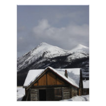 Snowy Cabin Art Photo