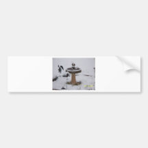 snowy day birdbath bumper stickers