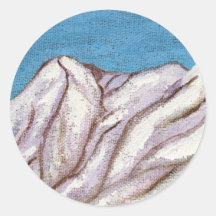 Snowy mountain round sticker