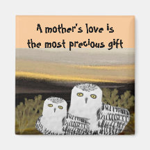 Snowy Owl Mother's Love Magnets