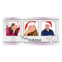 Snowy White Pink Holiday Christmas Photo Card