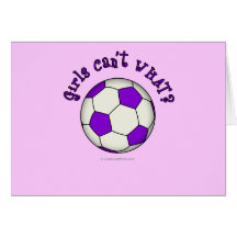 Soccer Ball in Purple Greeting Cards