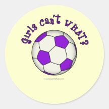 Soccer Ball in Purple Round Sticker