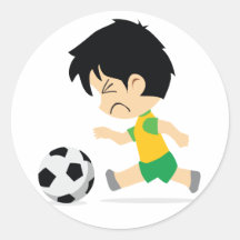 Soccer Boy Round Stickers