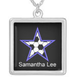 soccer star blue personalise add name custom jewelry