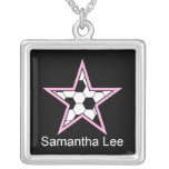 soccer star pink personalise add name pendants