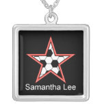 soccer star red personalise add name jewelry