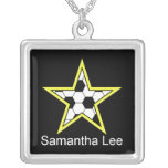 soccer star yellow personalise add name pendant