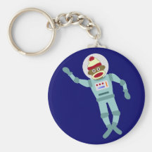 Sock Monkey Astronaut Keychain