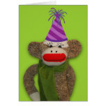 Sock Monkey Birthday Hat Cards