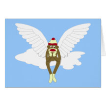 Sock Monkey Guardian Angel Card