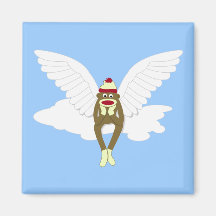 Sock Monkey Guardian Angel Fridge Magnets
