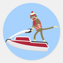 Sock Monkey Jetski Stickers