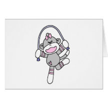 Sock Monkey Jumping Rope Tshirts and Gifts Greeting Cards