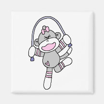 Sock Monkey Jumping Rope Tshirts and Gifts Refrigerator Magnets