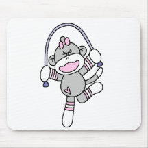 Sock Monkey Jumping Rope Tshirts and Gifts Mouse Mats