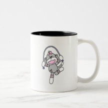 Sock Monkey Jumping Rope Tshirts and Gifts Mugs